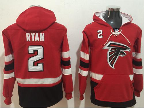 Nike Falcons #2 Matt Ryan Red/Black Name & Number Pullover NFL Hoodie - Click Image to Close